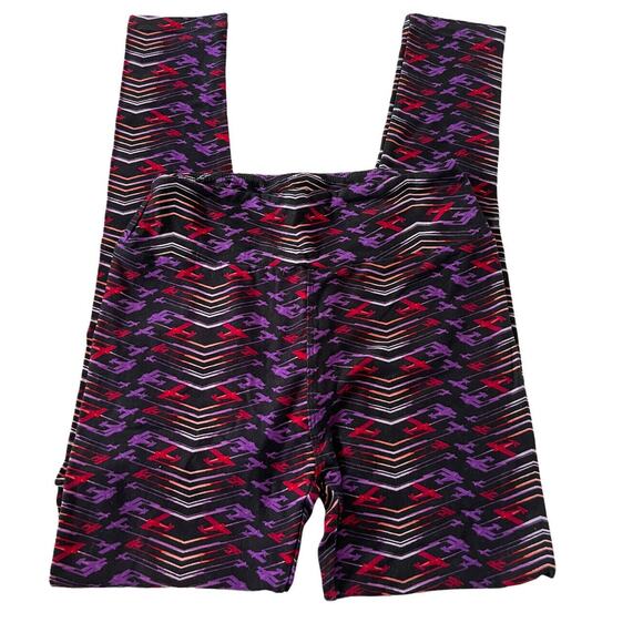 LULAROE One Size Airplanes Flight Purple Red Black Soft Leggings #348 - Picture 4 of 5